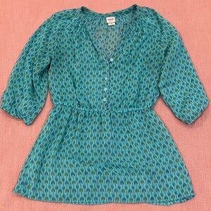 Mossimo Supply Co. Teal arrow Patterned Blouse / tunic / coverup